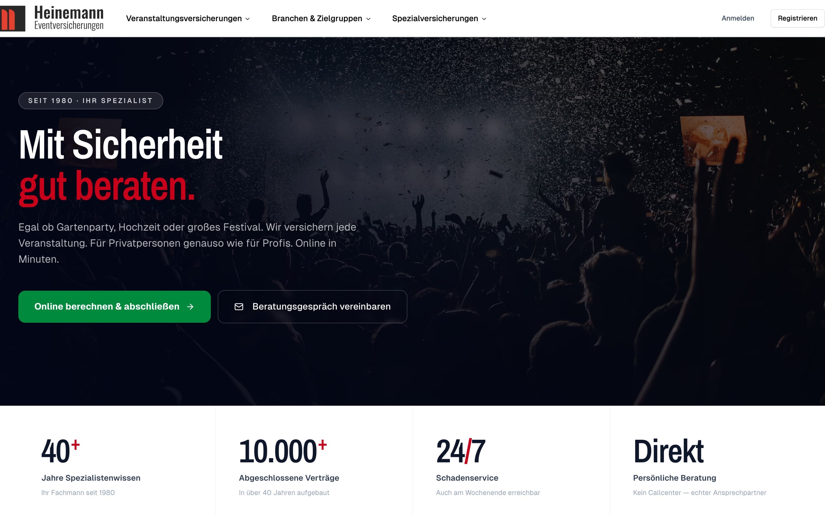 Heinemann Eventversicherung Screenshot