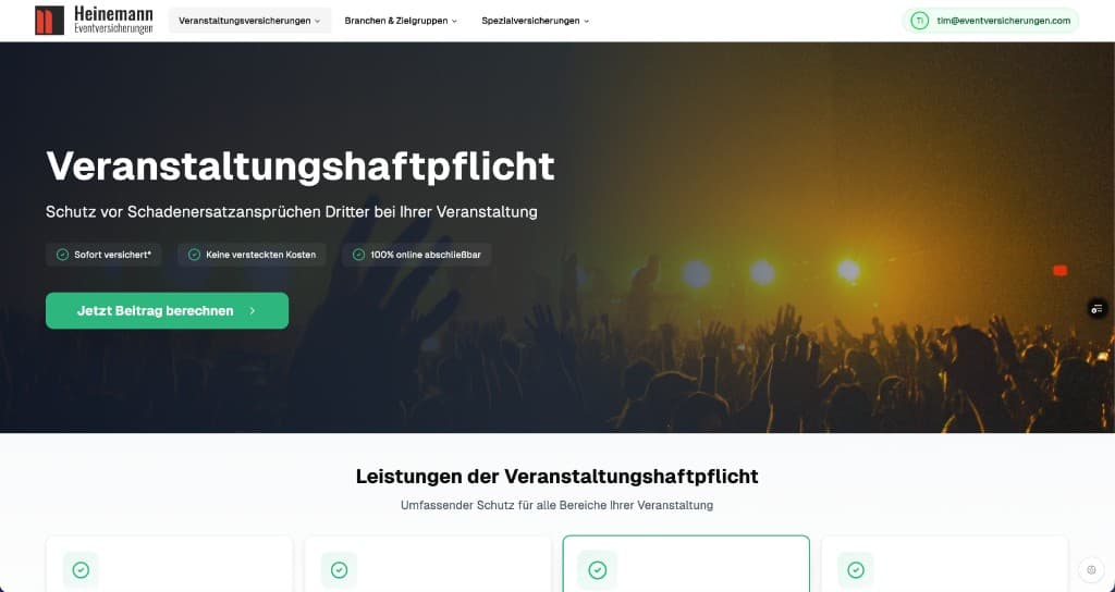 Produktseite Veranstaltungshaftpflicht