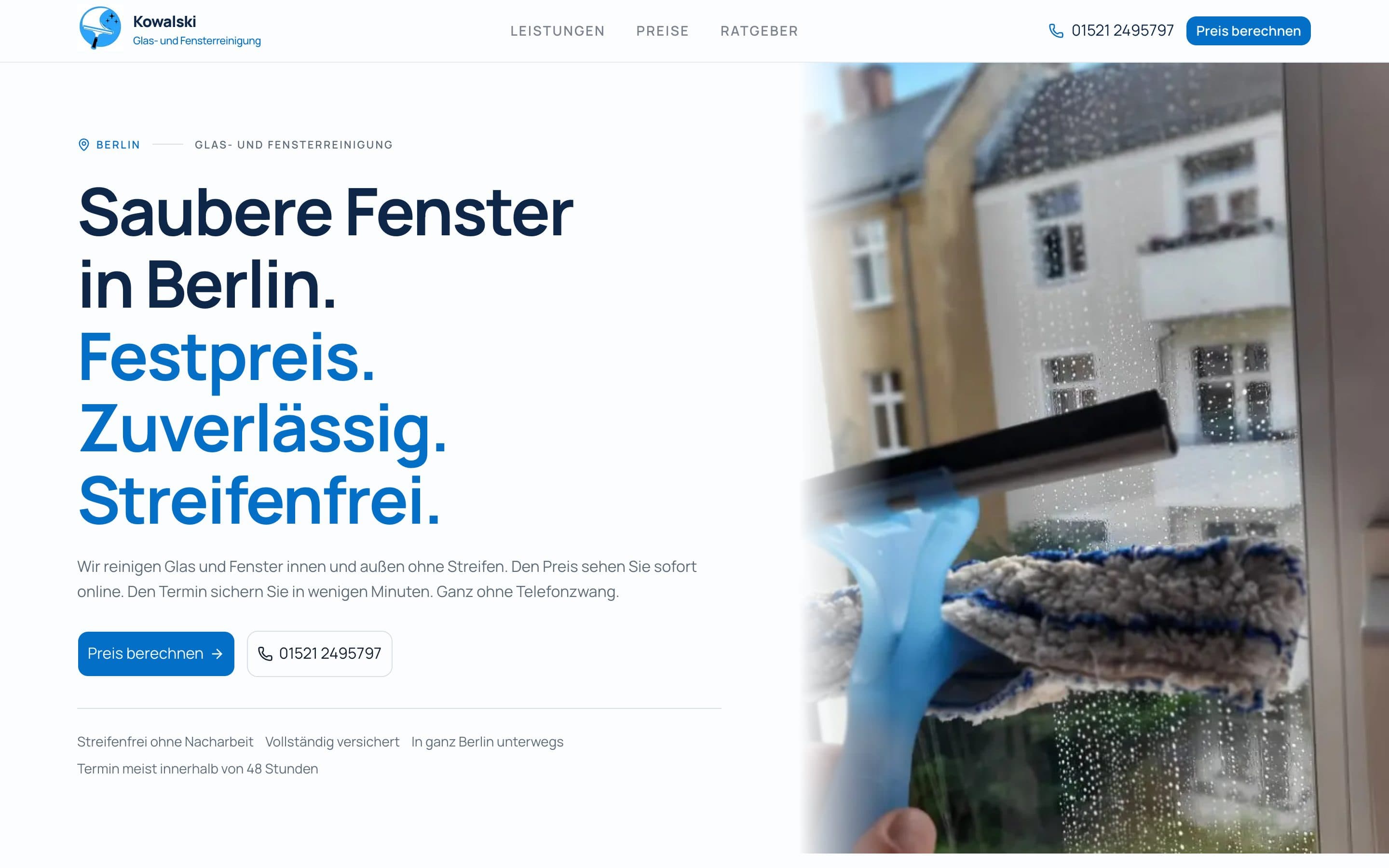 Kowalski Glasreinigung Screenshot