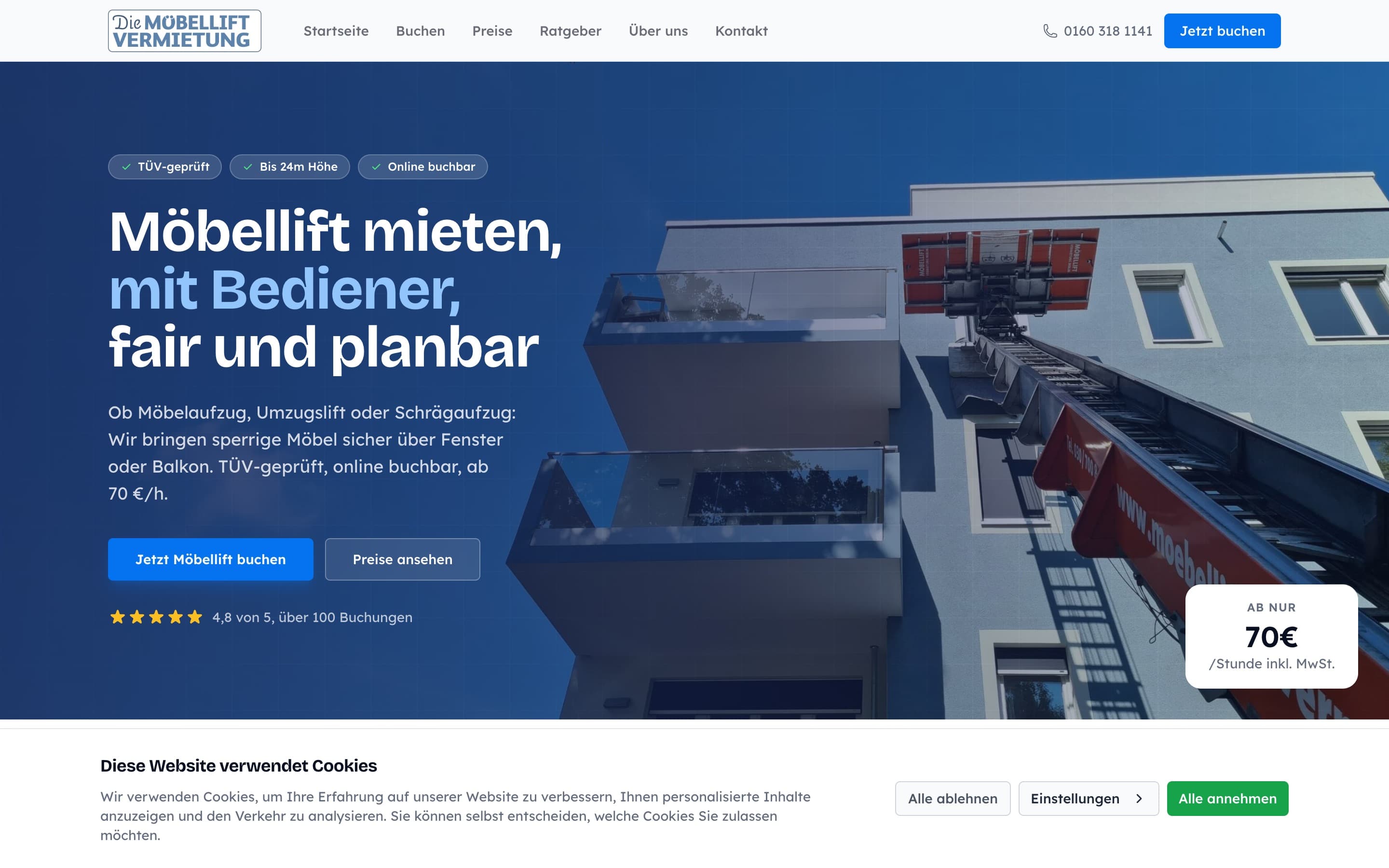 Möbellifte Vermietung Screenshot